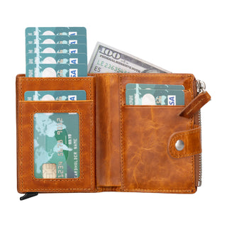 Bouletta Card Holder Leather Zip Mechanical Card Holder Premium Koruma