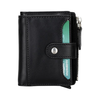 Bouletta Card Holder Black Leather Zip Mechanical Card Holder Premium Koruma