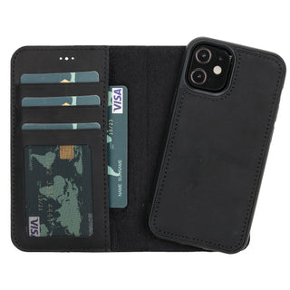 Bouletta Phone Case Black Liluri iPhone 12 Mini Detachable Leather Wallet Case Premium Koruma