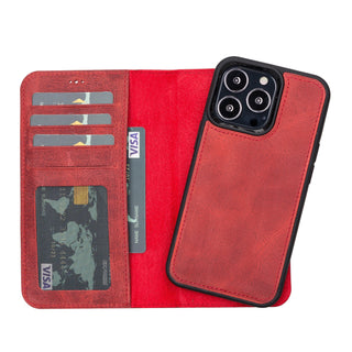 Bouletta Phone Case Red Liluri iPhone 13 Pro Detachable Leather Wallet Case Premium Koruma