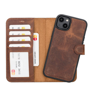 Bouletta Phone Case Saddle Brown Liluri iPhone 14 Plus Detachable Leather Wallet Case Premium Koruma