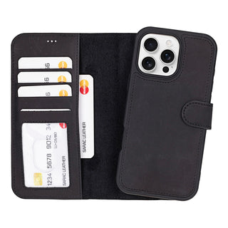 Bouletta Phone Case Black Liluri iPhone 16 Pro Max Detachable Leather Wallet Case Premium Koruma