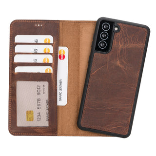 Bouletta Phone Case Saddle Brown Liluri Samsung Galaxy S21 Plus Detachable Leather Wallet Case Premium Koruma