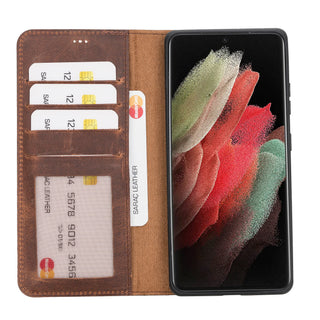 Bouletta Phone Case Liluri Samsung Galaxy S21 Ultra Detachable Leather Wallet Case Premium Koruma