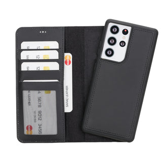 Bouletta Phone Case Black Liluri Samsung Galaxy S21 Ultra Detachable Leather Wallet Case Premium Koruma