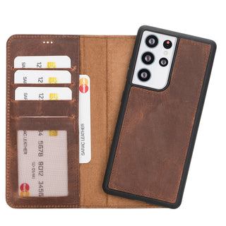 Bouletta Phone Case Saddle Brown Liluri Samsung Galaxy S21 Ultra Detachable Leather Wallet Case Premium Koruma