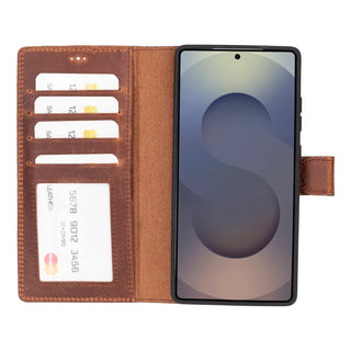 Bouletta Phone Case Saddle Brown Liluri Samsung Galaxy S25 Ultra Detachable Leather Wallet Case Premium Koruma