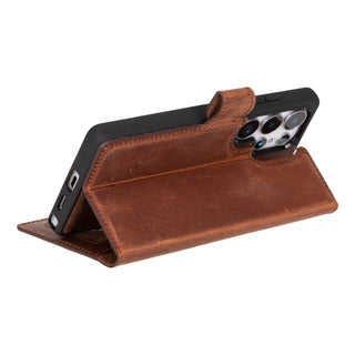 Bouletta Phone Case Saddle Brown Liluri Samsung Galaxy S25 Ultra Detachable Leather Wallet Case Premium Koruma