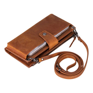 Bouletta Cell Phone Crossbody Bag Sandy Brown Lozan Strap Leather Crossbody Wallet Premium Koruma
