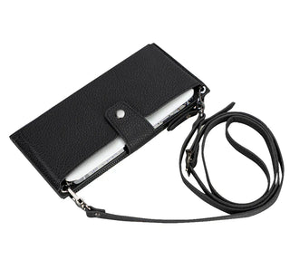 Bouletta Cell Phone Crossbody Bag Shadow Black Lozan Strap Leather Crossbody Wallet Premium Koruma