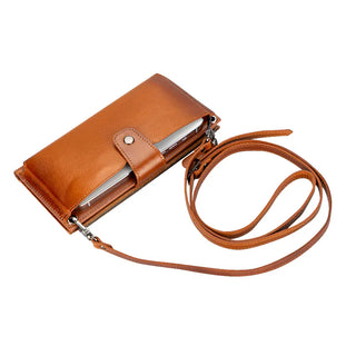 Bouletta Cell Phone Crossbody Bag Tan Lozan Strap Leather Crossbody Wallet Premium Koruma
