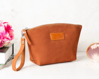 Bouletta Makeup Bag Russet Luna Leather Makeup Bag Premium Koruma