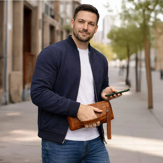 Bouletta Men's Handbag Lupus Leather Clutch Bag Premium Koruma