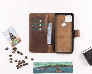 Bouletta Phone Case Magic Google Pixel 5 Detachable Leather Wallet Case Premium Koruma