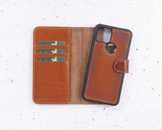Bouletta Phone Case Tan Magic Google Pixel 5 Detachable Leather Wallet Case Premium Koruma