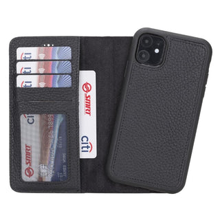 Bouletta Phone Case Pebble Black Magic iPhone 12 / 12 Pro Detachable Leather Wallet Case Premium Koruma