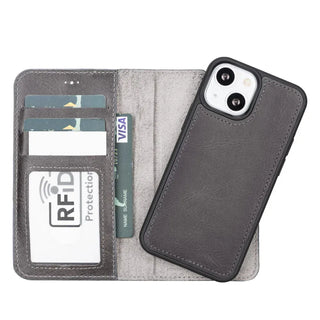 Bouletta Phone Case Charcoal Magic iPhone 13 Mini Detachable Leather Wallet Case Premium Koruma