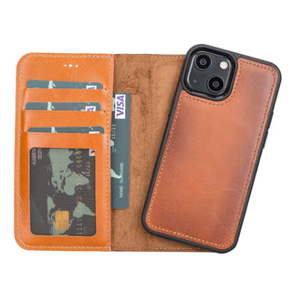 Bouletta Phone Case Rustic Tan Magic iPhone 13 Mini Detachable Leather Wallet Case Premium Koruma