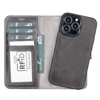 Bouletta Phone Case Charcoal Magic iPhone 13 Pro Detachable Leather Wallet Case Premium Koruma