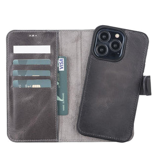 Bouletta Phone Case Sandy Gray Magic iPhone 13 Pro Detachable Leather Wallet Case Premium Koruma