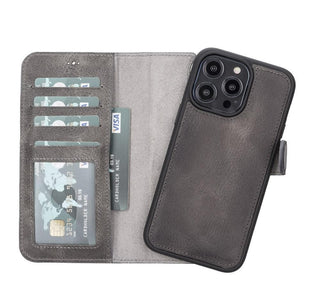 Bouletta Phone Case Sandy Gray Magic iPhone 14 Detachable Leather Wallet Case Premium Koruma