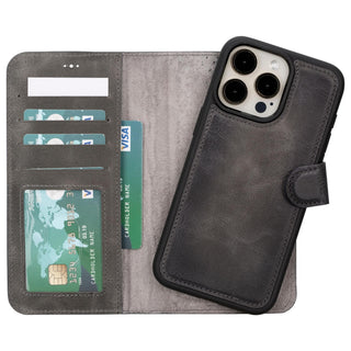 Bouletta Phone Case Sandy Gray Magic iPhone 15 Plus Detachable Leather Wallet Case Premium Koruma