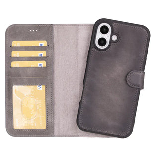 Bouletta Phone Case Sandy Gray Magic iPhone 16 Detachable Leather Wallet Case Premium Koruma