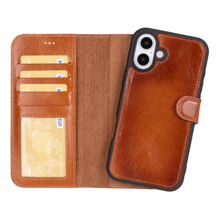 Bouletta Phone Case Tan Magic iPhone 16 Plus Detachable Leather Wallet Case Premium Koruma