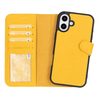 Bouletta Phone Case Yellow Magic iPhone 16 Plus Detachable Leather Wallet Case Premium Koruma