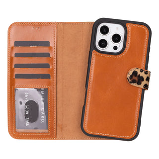 Bouletta Phone Case Leopard Magic iPhone 16 Pro Detachable Leather Wallet Case Premium Koruma