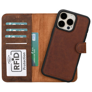 Bouletta Phone Case Saddle Brown Magic iPhone 16 Pro Detachable Leather Wallet Case Premium Koruma