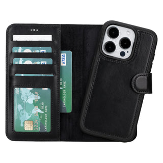 Bouletta Phone Case Black Magic iPhone 16 Pro Max Leather Detachable Wallet Case Premium Koruma