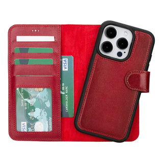 Bouletta Phone Case Red Magic iPhone 16 Pro Max Leather Detachable Wallet Case Premium Koruma