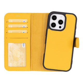Bouletta Phone Case Yellow Magic iPhone 16 Pro Max Leather Detachable Wallet Case Premium Koruma