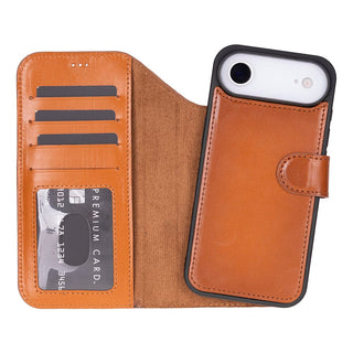 Bouletta Phone Case Tan Magic iPhone 17 Air Leather Detachable Wallet Case Premium Koruma