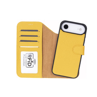 Bouletta Phone Case Yellow Magic iPhone 17 Air Leather Detachable Wallet Case Premium Koruma