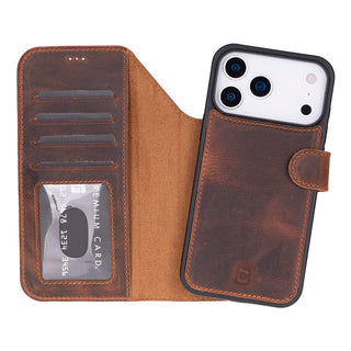 Bouletta Phone Case Saddle Brown Magic iPhone 17 Pro Detachable Leather Wallet Case Premium Koruma