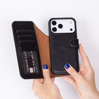 Bouletta Phone Case Magic iPhone 17 Pro Leather Detachable Wallet Case Premium Koruma