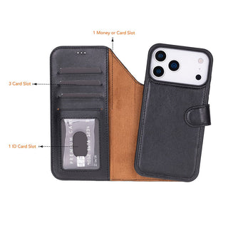 Bouletta Phone Case Magic iPhone 17 Pro Leather Detachable Wallet Case Premium Koruma