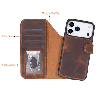 Bouletta Phone Case Magic iPhone 17 Pro Leather Detachable Wallet Case Premium Koruma