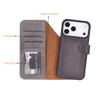 Bouletta Phone Case Magic iPhone 17 Pro Leather Detachable Wallet Case Premium Koruma