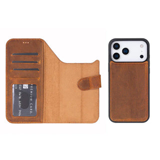 Bouletta Phone Case Magic iPhone 17 Pro Leather Detachable Wallet Case Premium Koruma