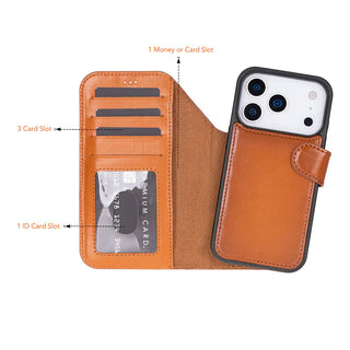 Bouletta Phone Case Magic iPhone 17 Pro Leather Detachable Wallet Case Premium Koruma
