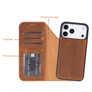 Bouletta Phone Case Magic iPhone 17 Pro Leather Detachable Wallet Case Premium Koruma