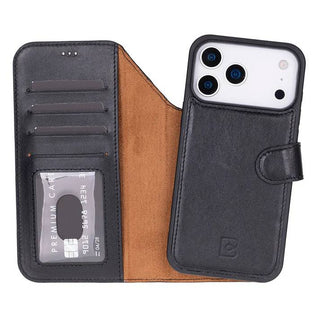 Bouletta Phone Case Black Magic iPhone 17 Pro Leather Detachable Wallet Case Premium Koruma