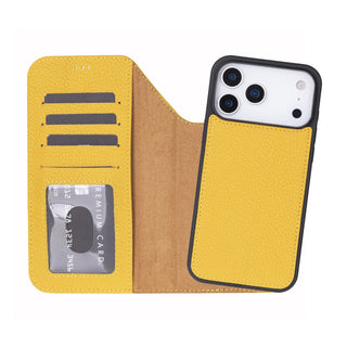 Bouletta Phone Case Yellow Magic iPhone 17 Pro Leather Detachable Wallet Case Premium Koruma