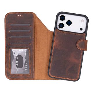 Bouletta Phone Case Saddle Brown Magic iPhone 17 Pro Max Leather Detachable Wallet Case Premium Koruma
