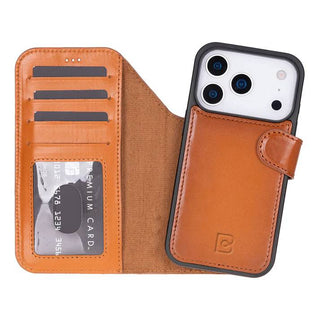 Bouletta Phone Case Tan Magic iPhone 17 Pro Max Leather Detachable Wallet Case Premium Koruma