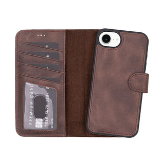 Bouletta Phone Case Dark Brown Magic iPhone 17E/16E Detachable Leather Wallet Case Premium Koruma