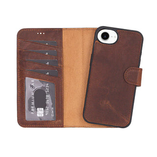 Bouletta Phone Case Saddle Brown Magic iPhone 17E/16E Detachable Leather Wallet Case Premium Koruma